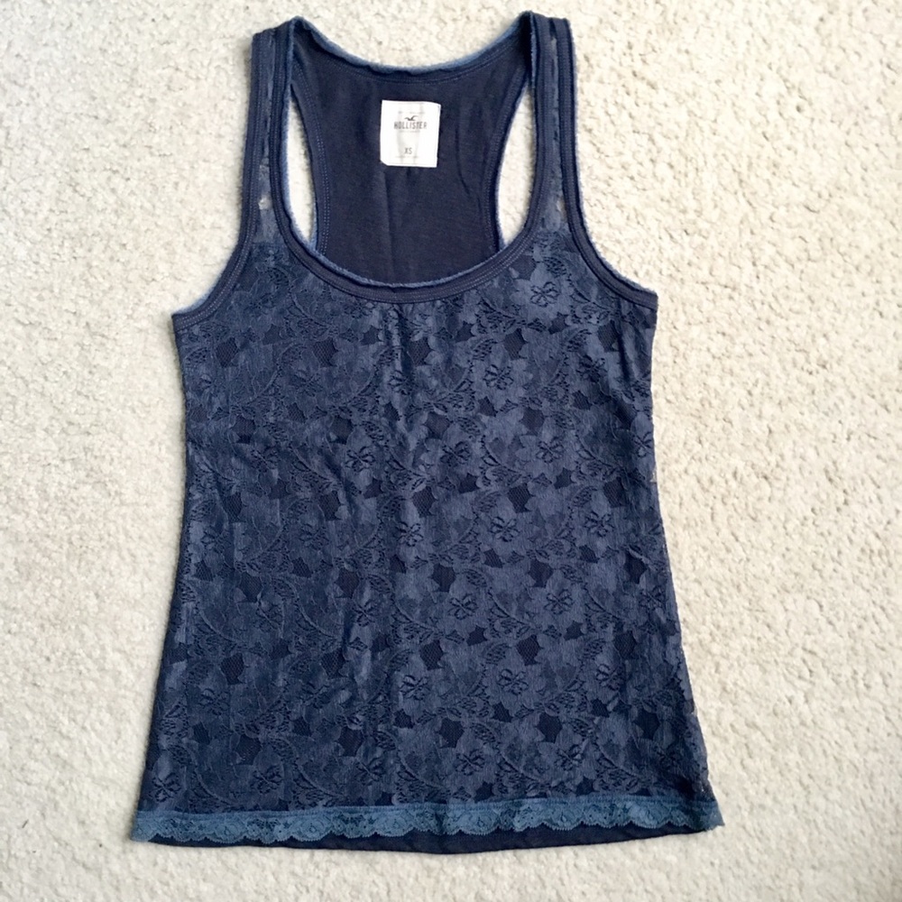 Navy Lace Tank Top